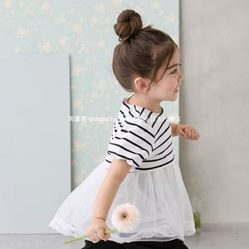 Japanese children's clothing pe#main ruffled mesh top 80-130cm girls summer TOPS