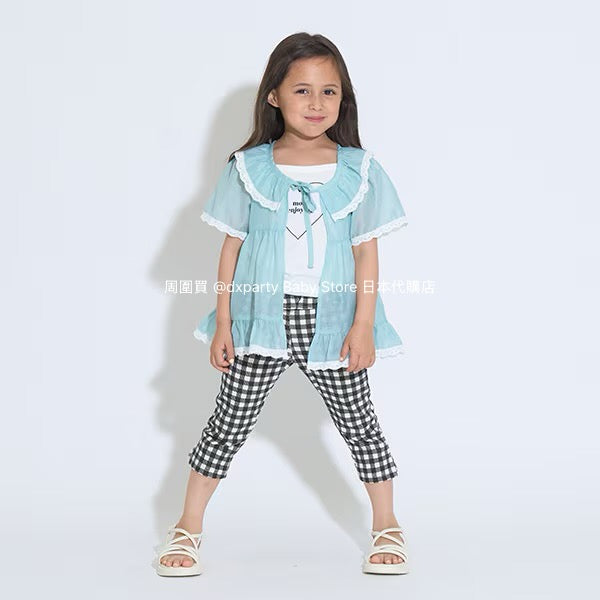 Japanese children's clothing Ly# mine chiffon coat shirt 100-150cm girls summer TOPS OUTERWEAR