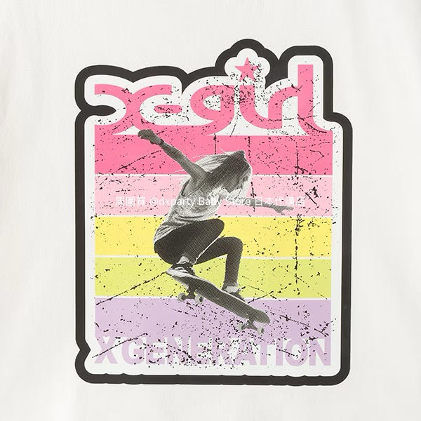 Japanese children's clothing X-girl Stages skateboard girl print top 90-140cm girls summer TOPS