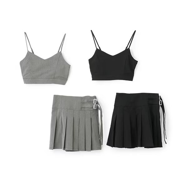 Lovetoxic Japanese Children's Clothing Suspender Skirt Two-Piece Set 140-160cm Girls Summer TOPS SKIRTS