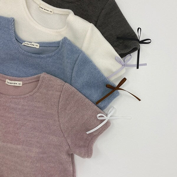 日本童裝 Ly# mine 蓬鬆拉絨短袖上衣 110-150cm 女童款 秋季 TOPS