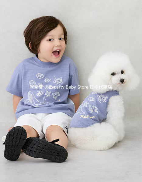 Japanese children's clothing pe#main Contact Cool Ocean Embroidery Top 80-130cm Boys/Girls Summer TOPS