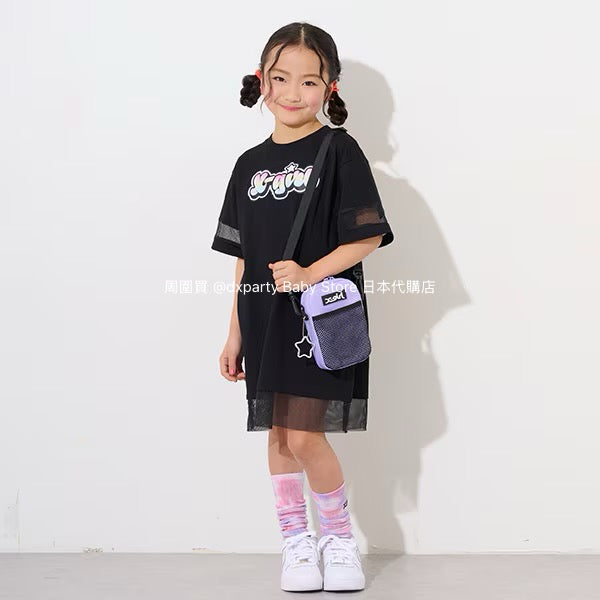 Japanese children's clothing X-girl Stages mesh patchwork dress 80-140cm girls summer dresses