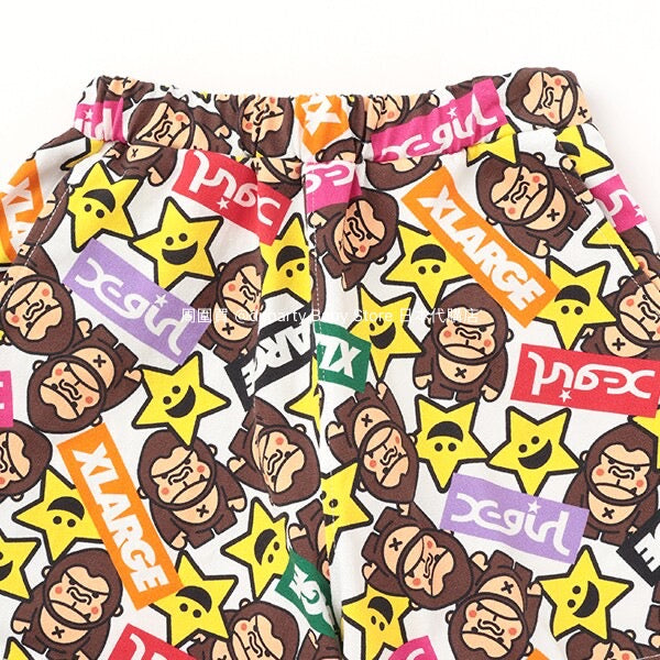 Japanese children's clothing X-girl Stages gorilla print shorts 80-140cm girls summer PANTS