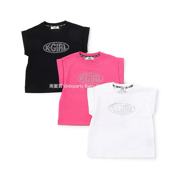 Japanese children's clothing X-girl Stages rhinestone print top 90-140cm girls summer TOPS