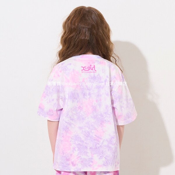 Japanese children's clothing X-girl Stages tie-dye print top 80-140cm girls summer TOPS