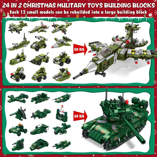 英美直送 STEM Military Toys Building Blocks 聖誕倒數日曆 兒童款 聖誕快樂特輯 聖誕倒數日曆A 不參與$900免運 滿$900可加$25免運 Christmas Advent Calendars 2025