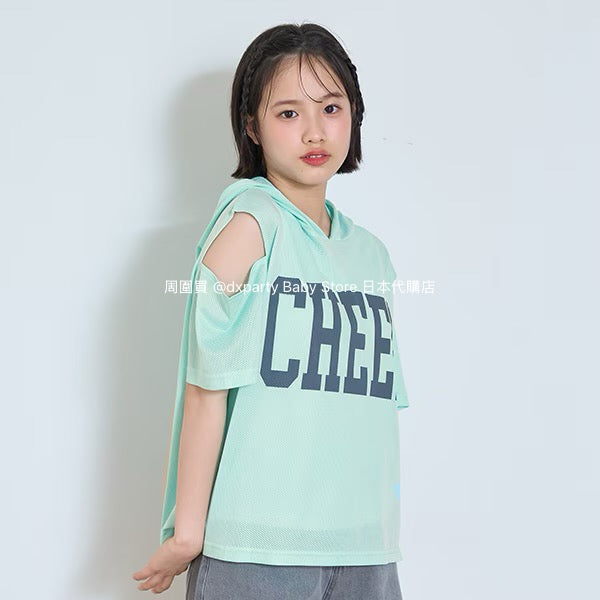 Lovetoxic Japanese children's clothing hooded off-the-shoulder top and vest set 140-160cm girls summer TOPS