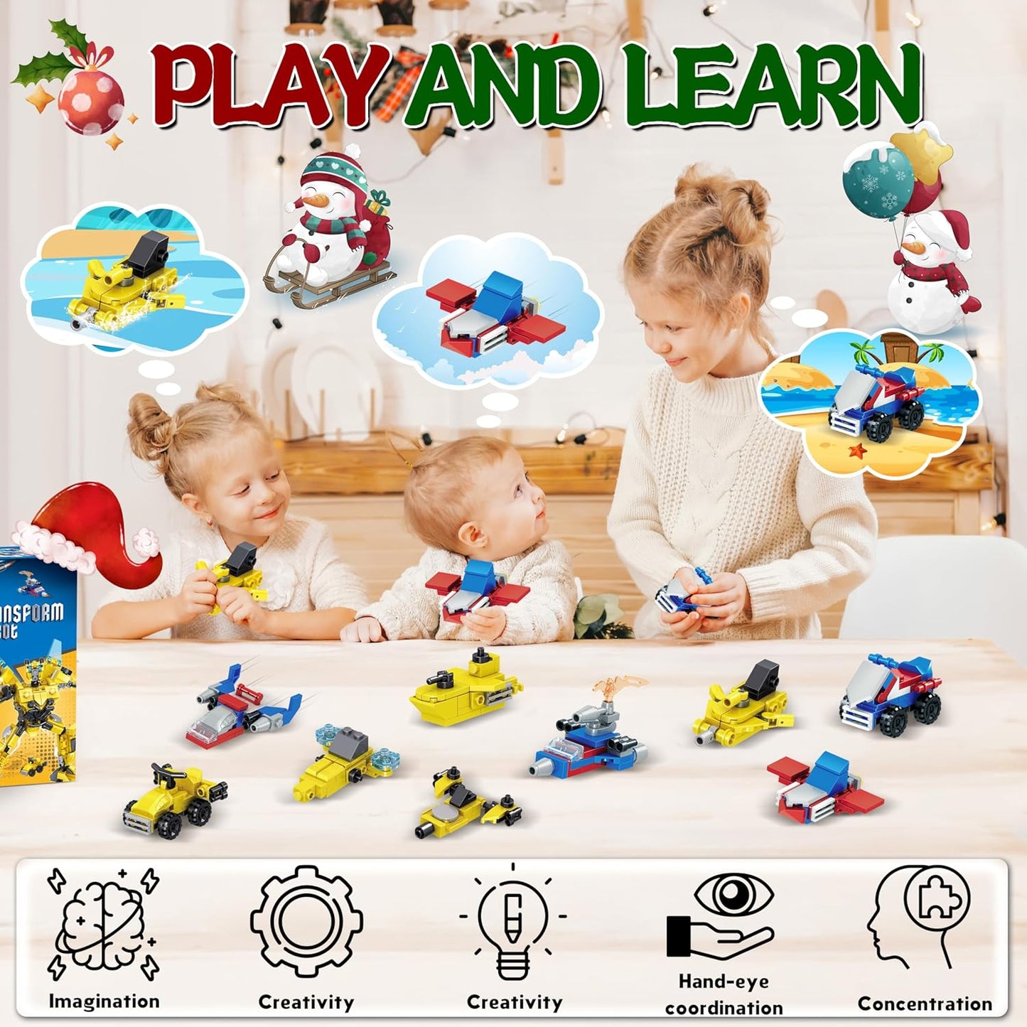 英美直送 Transform Robot Building Blocks 聖誕倒數日曆 兒童款 聖誕快樂特輯 聖誕倒數日曆A 不參與$900免運 滿$900可加$25免運 Christmas Advent Calendars 2025