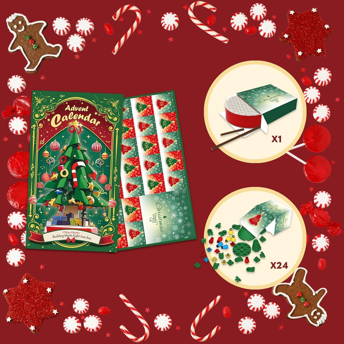 英美直送 Music Christmas Tree Building Blocks Set 聖誕倒數日曆 大人款/兒童款 聖誕快樂特輯 聖誕倒數日曆A 不參與$900免運 滿$900可加$25免運 Christmas Advent Calendars 2025