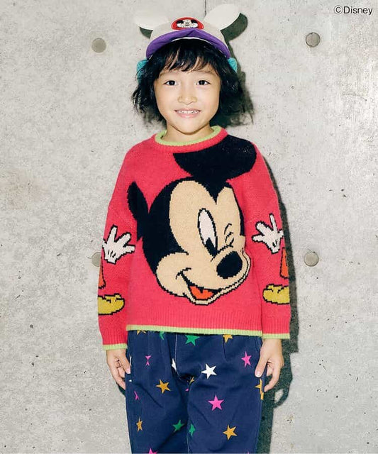 日本童裝 F.O.KIDS x Disney 針織毛衣 80-160cm 男童款/女童款 秋冬季 TOPS 其他品牌童裝 聖誕紅/新年紅