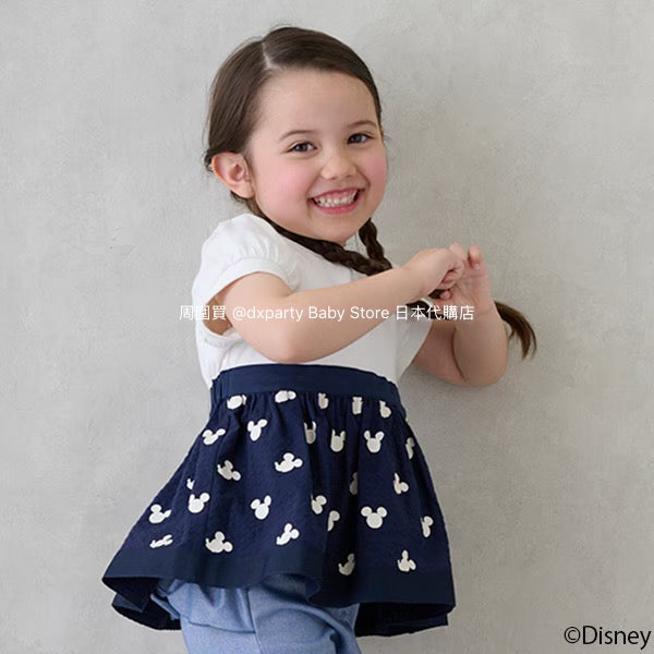 Japanese children's clothing pe#main x Disney patchwork top 80-130cm girls summer TOPS