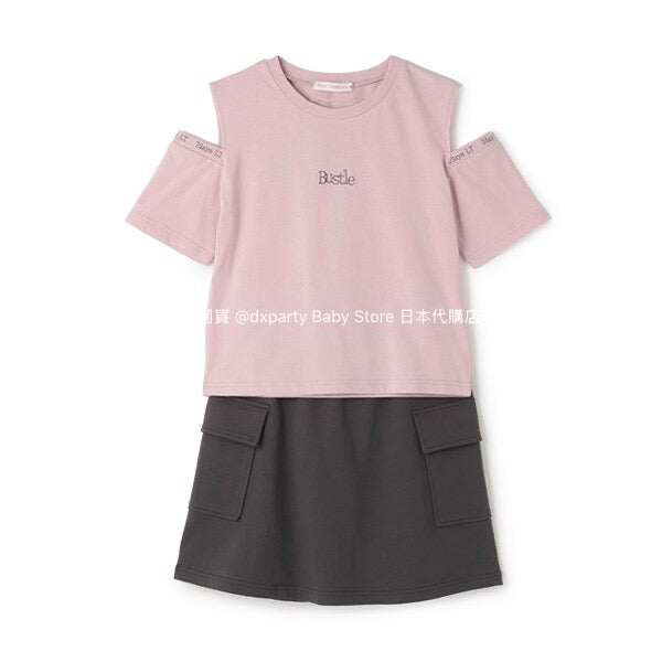 Lovetoxic Japanese children's clothing contact cold off-the-shoulder top and skirt two-piece set 140-160cm girls summer TOPS SKIRTS