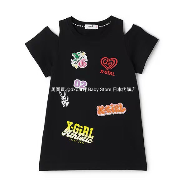 Japanese children's clothing X-girl Stages off-the-shoulder dress 80-140cm girls' summer dresses