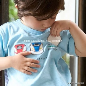 Japanese children's clothing pe#main x Shinkansen badge top 80-130cm boys' summer TOPS railway series