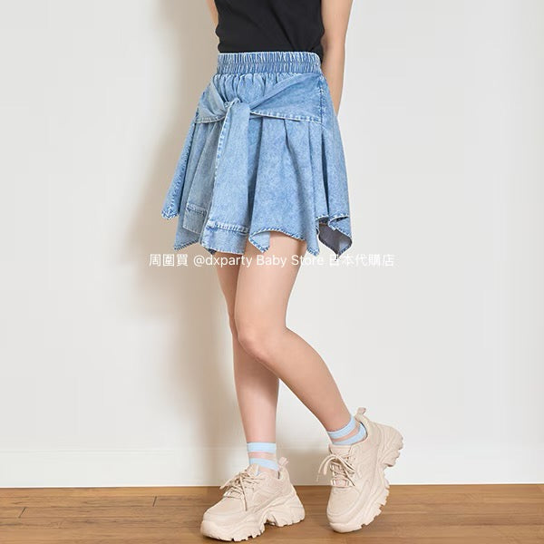 Lovetoxic Japanese children's clothing shirt wrap denim culottes 140-170cm girls summer PANTS