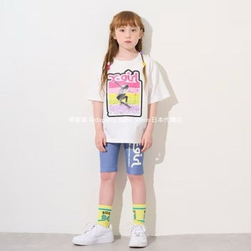 Japanese children's clothing X-girl Stages skateboard girl print top 90-140cm girls summer TOPS