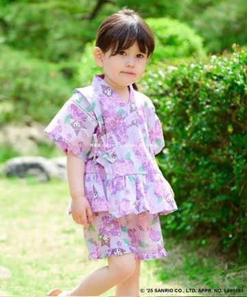 Japanese children's clothing aF#a325 x Sanrio Jinbei Japanese Kimono 90-130cm Girls Summer TOPS PANTS Japanese Summer Festival Special