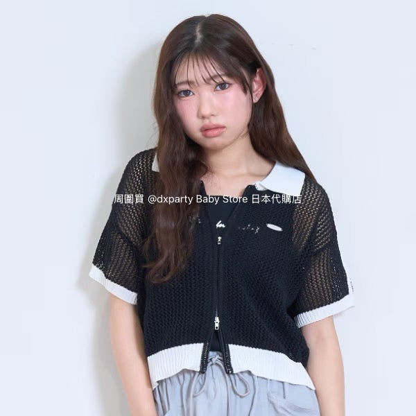 Lovetoxic Japanese children's clothing hollow knit short jacket 140-170cm girls summer OUTERWEAR