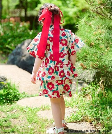 Japanese children's clothing aF#a325 x Sanrio Jinbei Japanese Kimono 90-130cm Girls Summer TOPS PANTS Japanese Summer Festival Special