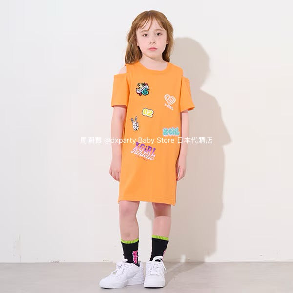 Japanese children's clothing X-girl Stages off-the-shoulder dress 80-140cm girls' summer dresses