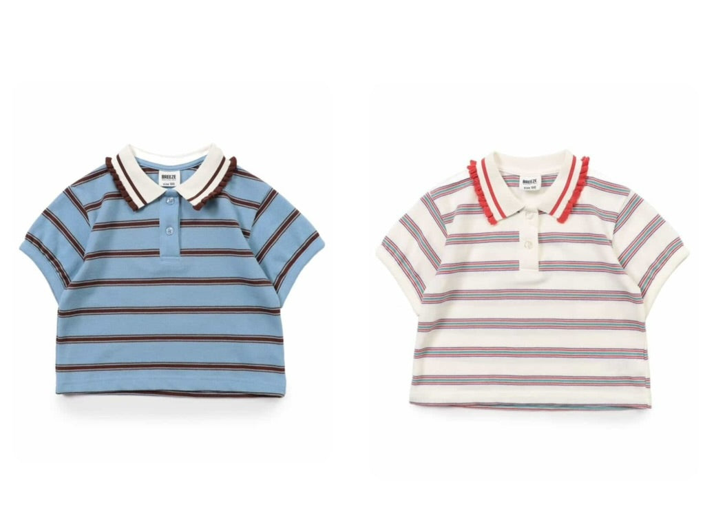 Japanese children's clothing BREEZE lace polo collar top 80-140cm girls summer TOPS