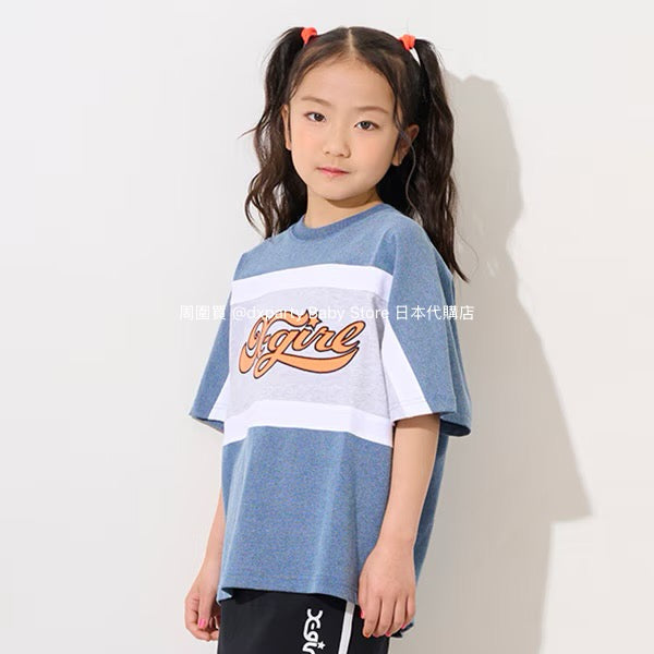 Japanese children's clothing X-girl Stages contact cool color block logo print top 80-140cm girls summer TOPS