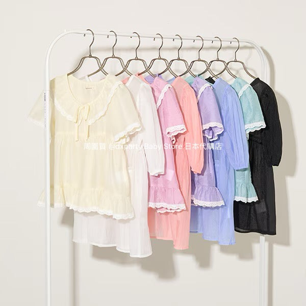 Japanese children's clothing Ly# mine chiffon coat shirt 100-150cm girls summer TOPS OUTERWEAR