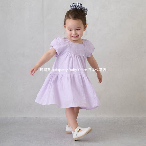 Japanese children's clothing pe#main cool-to-touch, quick-drying lantern-sleeve dress (80-130cm) for girls (summer dresses)