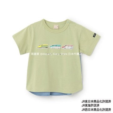 Japanese children's clothing pe#main x Shinkansen badge top 80-130cm boys' summer TOPS railway series