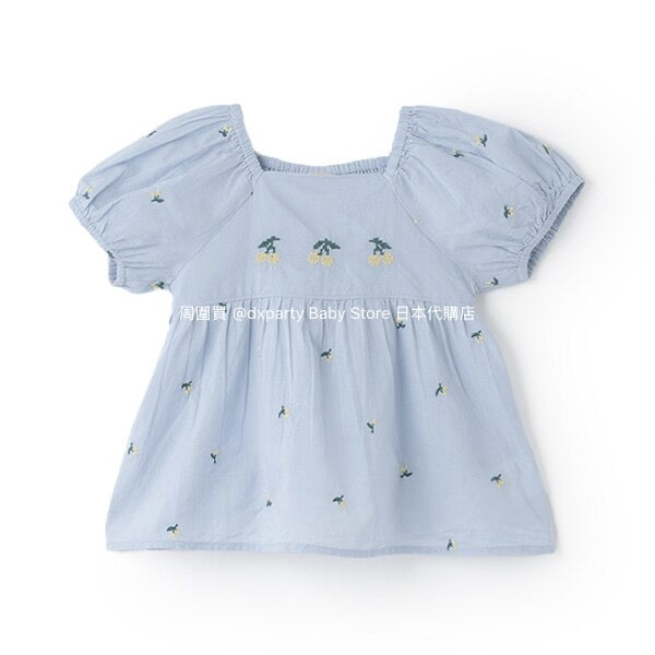 Japanese children's clothing pe#main cherry embroidered top 80-130cm girls summer TOPS