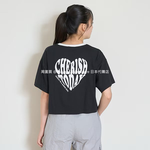 Lovetoxic Japanese children's clothing heart-shaped letter print top 140-170cm girls summer TOPS