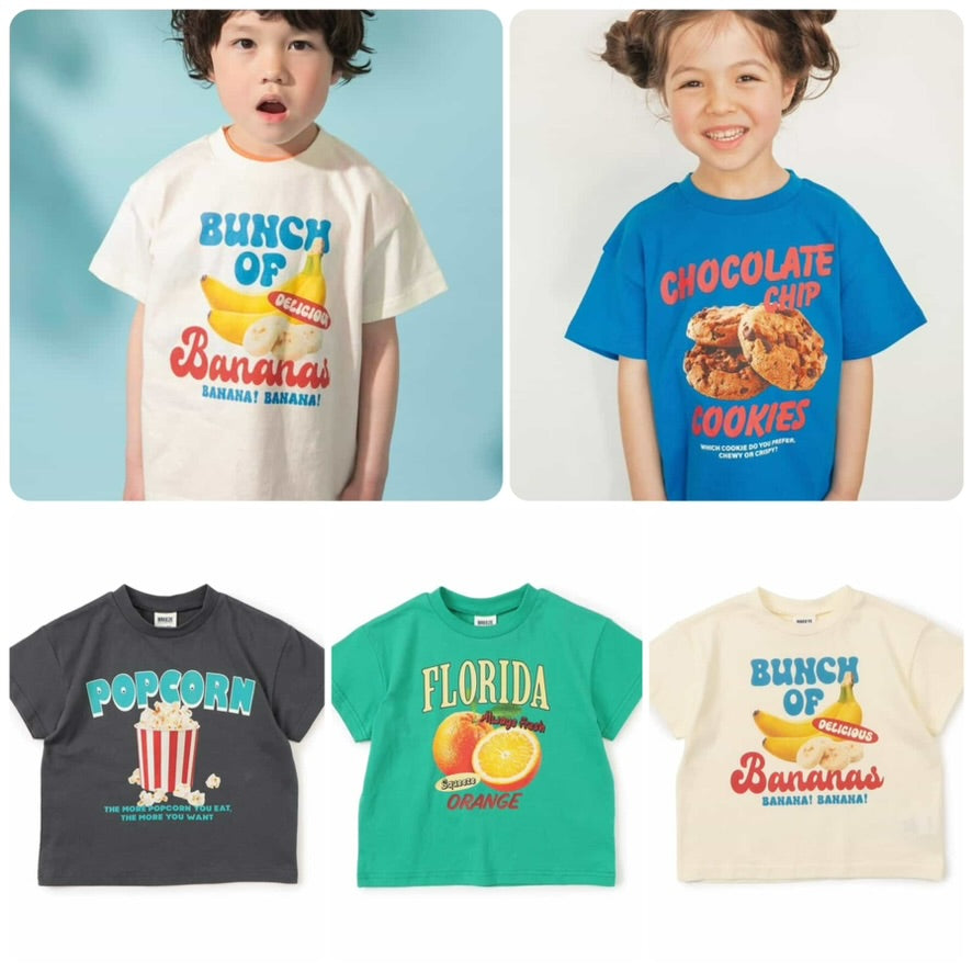 Japanese children's clothing BREEZE printed pattern tops 80-140cm boys/girls summer TOPS