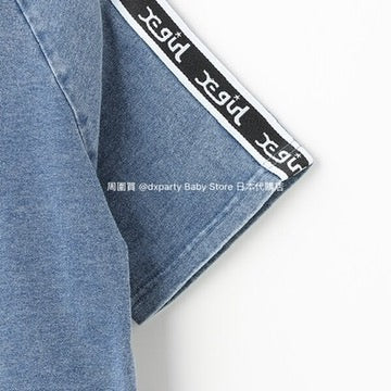 Japanese X-girl Stages Denim Two-Piece Set (80-140cm) for Girls (Summer TOPS PANTS)