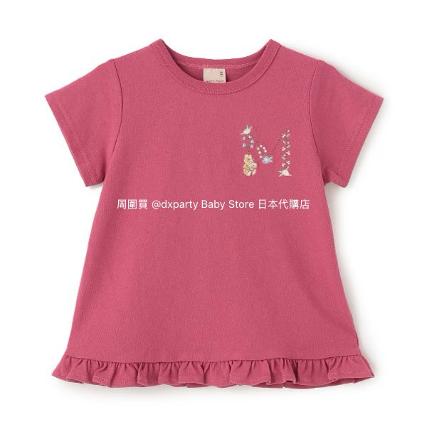 Japanese children's clothing pe#main embroidered English lettering top 80-130cm girls summer TOPS