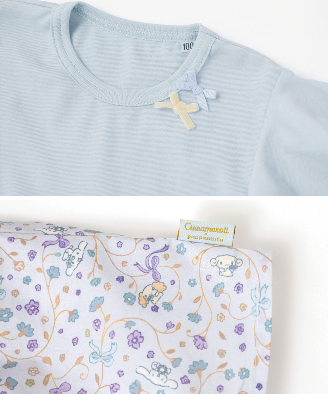 Japanese children's clothing panpantutu x Sanrio Cinnamoroll floral patchwork dress 80-140cm girls summer dresses