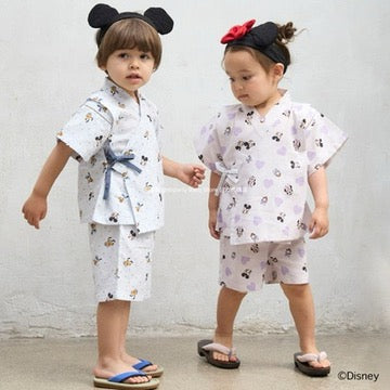 Japanese children's clothing pe#main x Diseny Jinbei Japanese Kimono 80-130cm Boys/Girls Summer TOPS PANTS Japanese Summer Festival Special