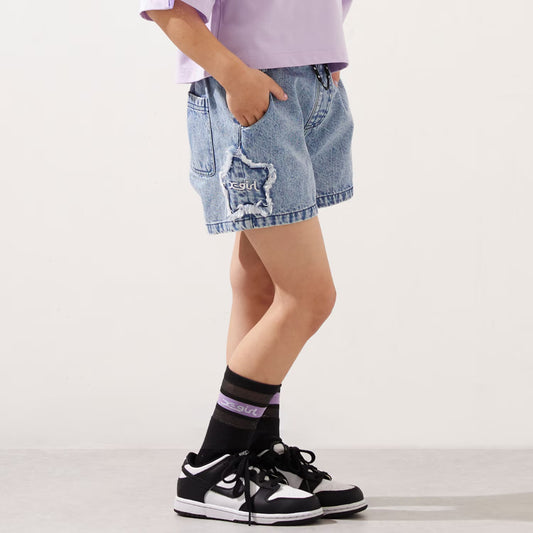 日本童裝 X-girl Stages 星星貼花牛仔短褲 90-140cm 女童款 夏季 PANTS