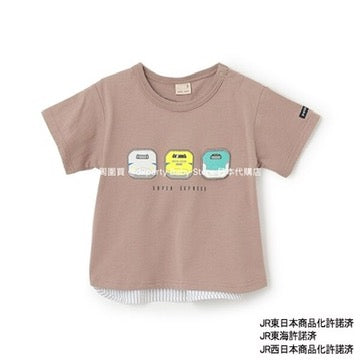 Japanese children's clothing pe#main x Shinkansen badge top 80-130cm boys' summer TOPS railway series