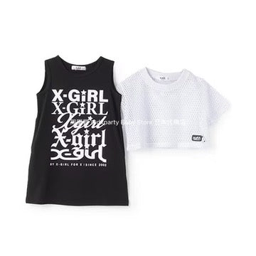 Japanese X-girl Stages Mesh Top and Dress Set (110-140cm) for Girls Summer