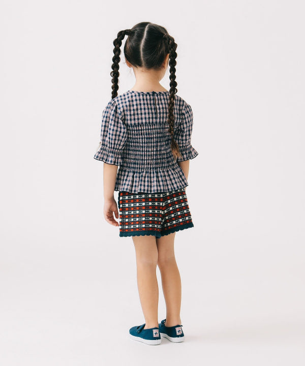 Japanese children's clothing B:MING by BEAMS plaid top 100-140cm girls summer TOPS