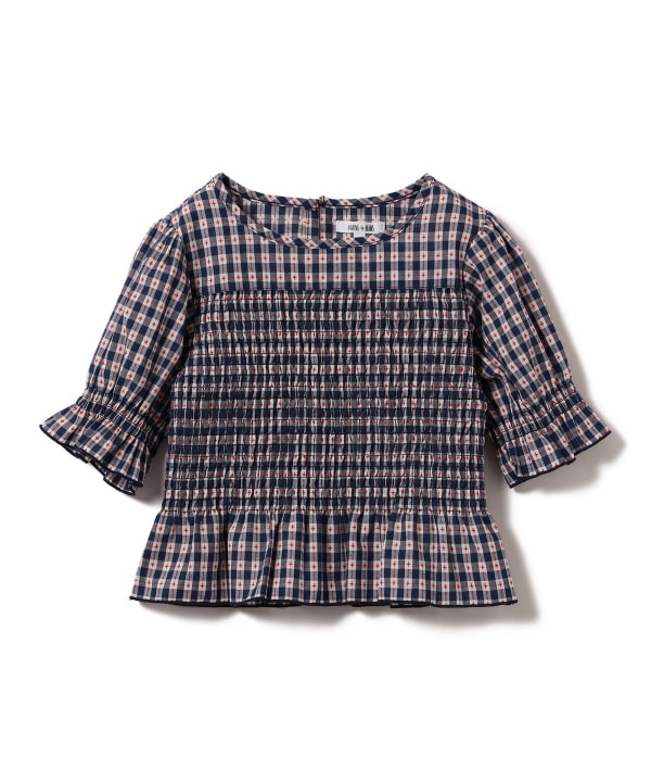 Japanese children's clothing B:MING by BEAMS plaid top 100-140cm girls summer TOPS