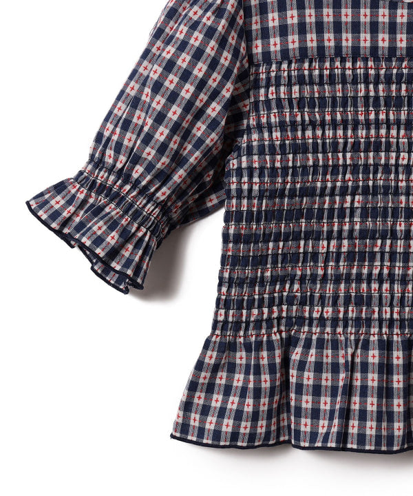 Japanese children's clothing B:MING by BEAMS plaid top 100-140cm girls summer TOPS