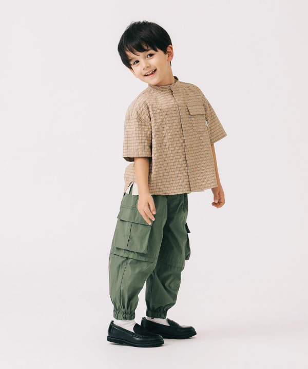 Japanese children's clothing B:MING by BEAMS checkered shirt 100-140cm boys' summer TOPS