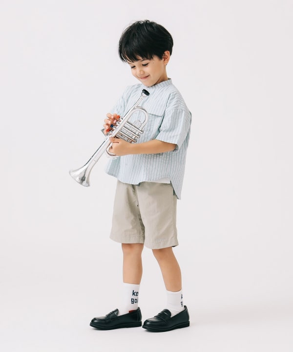 Japanese children's clothing B:MING by BEAMS checkered shirt 100-140cm boys' summer TOPS