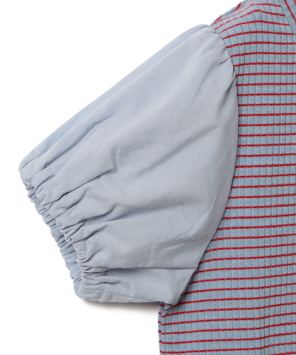 Japanese children's clothing B:MING by BEAMS puff sleeve top 100-140cm girls summer TOPS