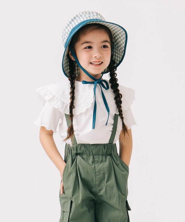 Japanese children's clothing B:MING by BEAMS lotus leaf collar top 100-140cm girls summer TOPS