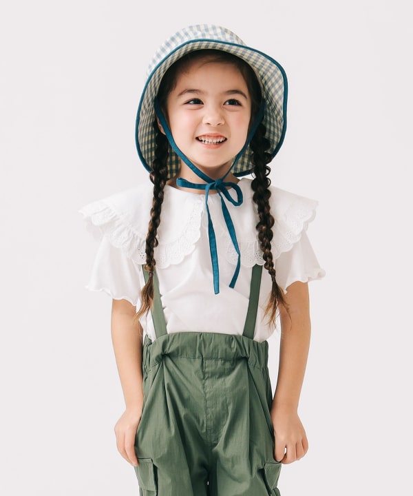Japanese children's clothing B:MING by BEAMS lotus leaf collar top 100-140cm girls summer TOPS