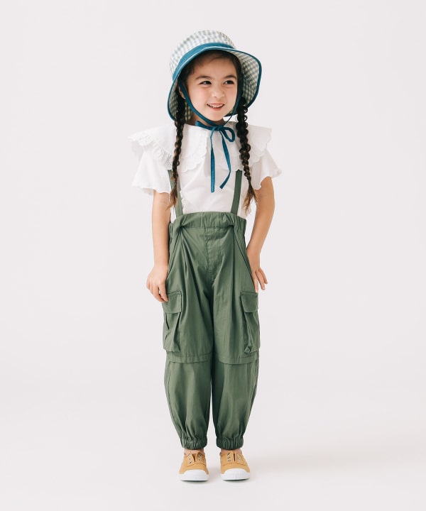 Japanese children's clothing B:MING by BEAMS lotus leaf collar top 100-140cm girls summer TOPS