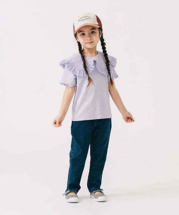 Japanese children's clothing B:MING by BEAMS lotus leaf collar top 100-140cm girls summer TOPS